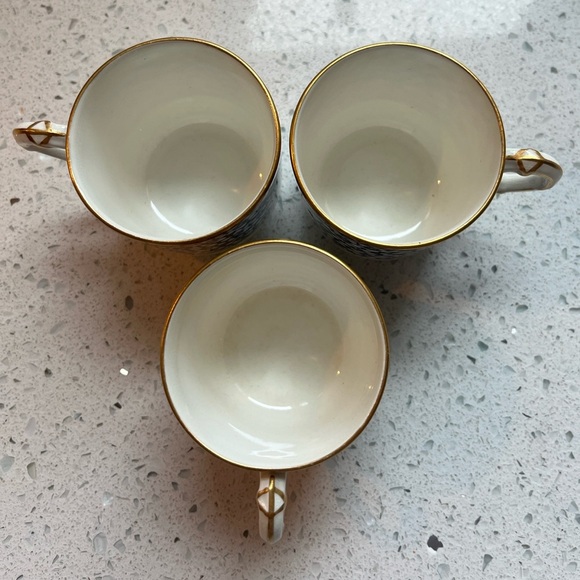 Rare Antique Royal Worcester Blue/White Floral Porcelain Demitasse Cups Set of 3 - Picture 6 of 16